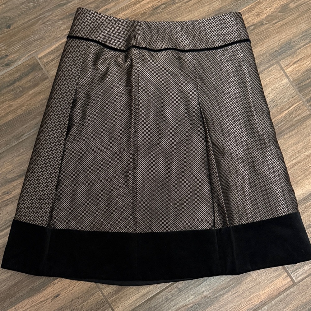 Ann Taylor Elegant Black and Gold A-Line Skirt